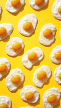 Sunny Side Up Eggs Pattern On Yellow Background

