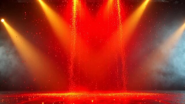 Stage with dramatic lighting and smoke