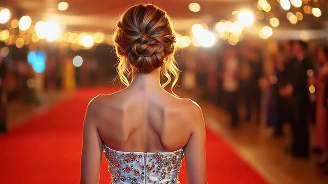 Woman in dress on red carpet