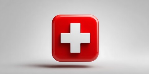 Fototapeta premium Red Swiss cross symbol on white background