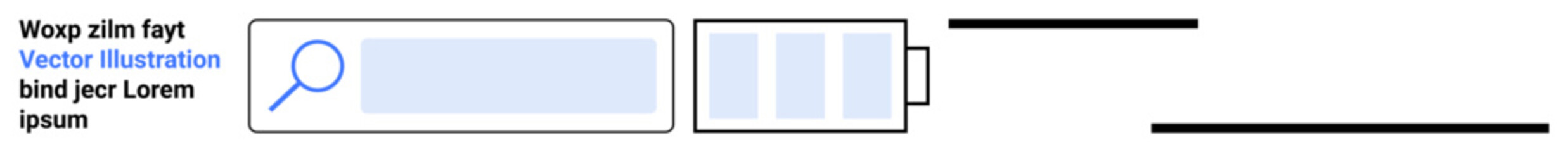 Obraz premium Web search, technology, information retrieval, progress indication, UI elements, digital interface. Search bar with magnifying glass icon and battery symbol. Web search and technology concept