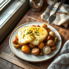 Vegan Swiss raclette with roasted vegetables