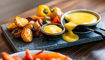 Vegan Swiss raclette with roasted vegetables