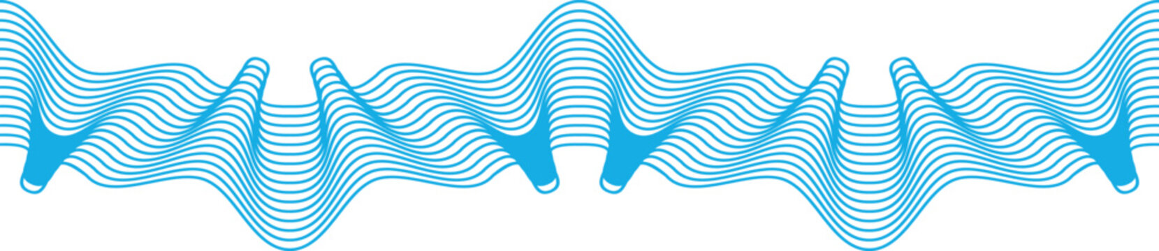 Blue line wavy ornament. Protection watermark border