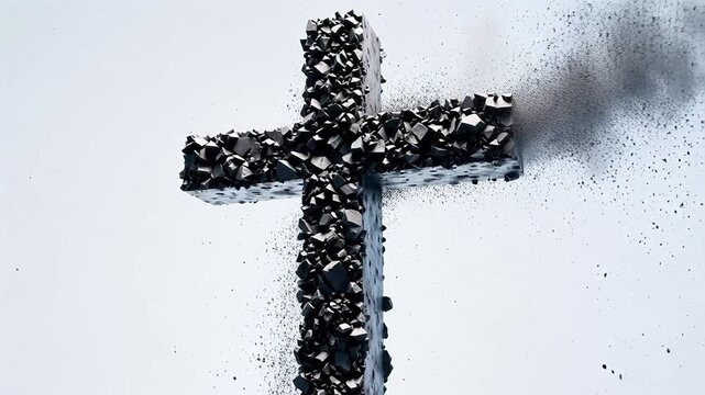 Breaking cross with debris