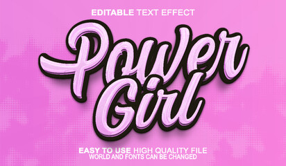  Power Girl Superhero Strong Brave Heroine Vector Fully Editable Smart Object Text Effect © Zeta