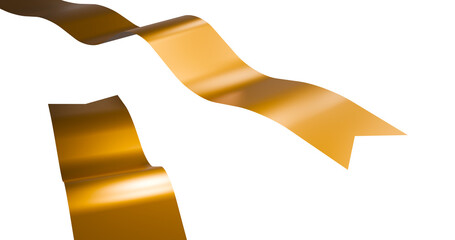 Golden ribbon shiny isolated on transparent background