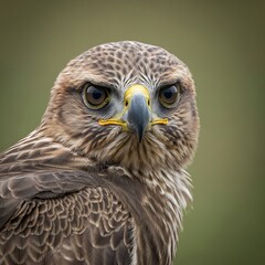 Obraz premium Closeup of a brown bird of prey looking directly forward