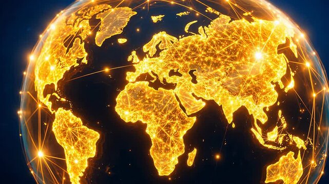 Glowing Global Network Map