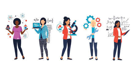 Fototapeta premium Diverse group of professional women excelling in science technology engineering and mathematics fields