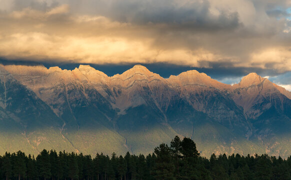 Canada, BC, Cranbrook.  Late afternoon light on the Purcell Mountain Range