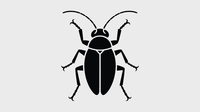 Black beetle silhouette with antennae on light background