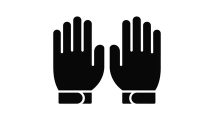 Fototapeta premium Black gloves with palms facing forward in simple graphic design