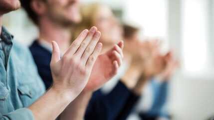 Close up of an audience clapping hands at a seminar