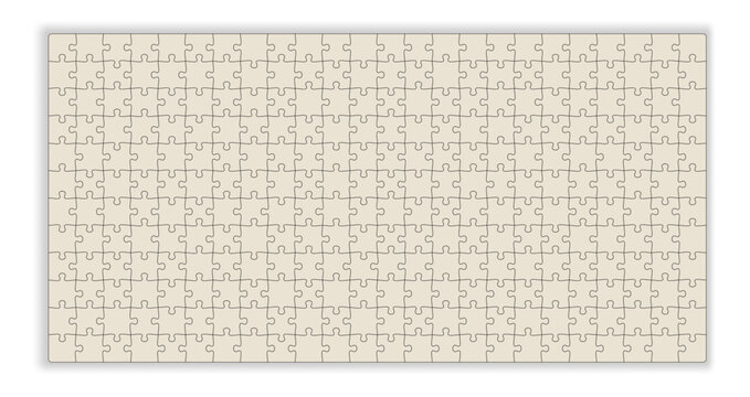 Jigsaw template grid Puzzle blank template Separate matching puzzle elements Flat vector illustration layout, every piece is single shape