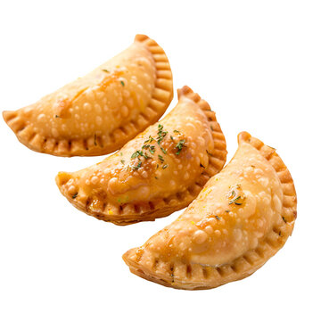 holi sweets gujiya pastry golden crust isolated on pure white background 