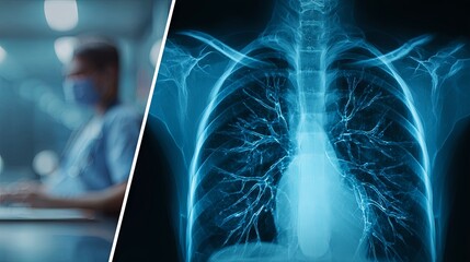 Chest X-ray imaging used to evaluate lung health, aiding in medical diagnosis and assessment of respiratory conditions
