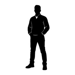 Obraz premium Silhouette of a standing man isolated on transparent background.
