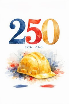 250th Anniversary Watercolor Hard Hat Illustration, 1776&ndash;2026