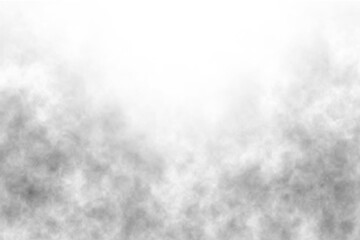 Black smoke effect isolated on transparent white background. Dark smoke or fog overlay. Mist fog...