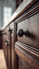 Obraz premium Close-Up of Cabinet Drawer Handle with Precision Design in Studio Lighting