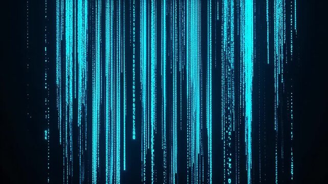Digital data stream on dark background