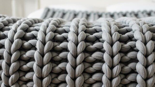 cozy chunky knit blanket on bed in bright room creating a warm and inviting atmosphere