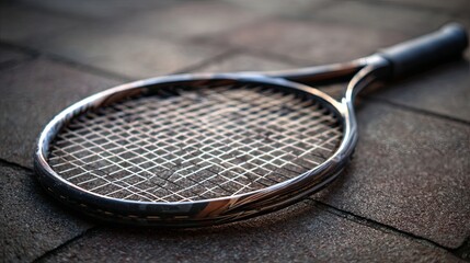 Professional Tennis Racket Isolated on Court Background &ndash; Sports Equipment for Training, Match Play and Active Lifestyle Concept