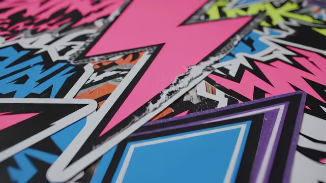 Colorful Lightning Bolt Stickers - A Vibrant Graphic Design.