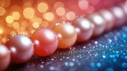 A group of spheres exhibits a gradient color shift from warm to cool hues, creating a visually engaging composition.