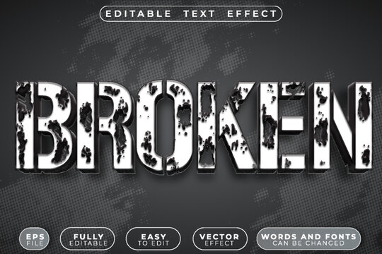Broken Cracked Shattered Damaged Fractured Vector Fully Editable Smart Object Text Effect