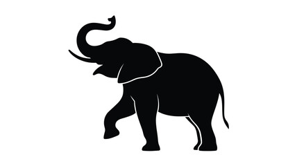 Obraz premium Majestic elephant silhouette walking with trunk raised high