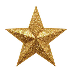 Fototapeta premium 3D golden glitter star decoration isolated on transparent background.
