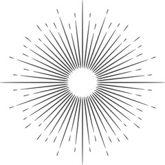 Sunburst label. Retro star light round frame