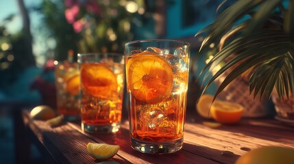 Tropical Orange Drinks with Citrus Garnish
