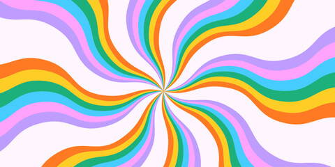 Cool Rainbow Groovy Texture. Abstract Cute Colorful Pattern. Y2k Background. Retro Starbust Backdrop Vector Design. © t1m0n344