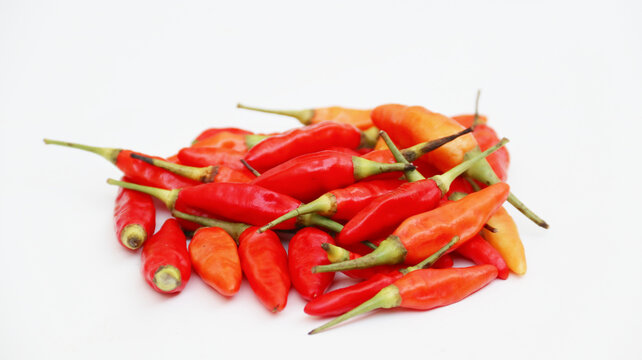 Red cayenne pepper (cabe rawit merah) isolated on white background