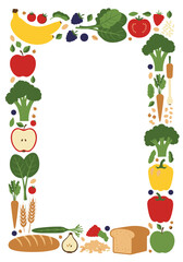 Colorful Vegetables and Fruits Frame with Copy Space