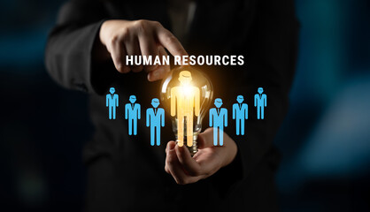 Human Resources (HR) management and corporate leadership. A concept of team building, recruitment, and employee management for company success. Motif