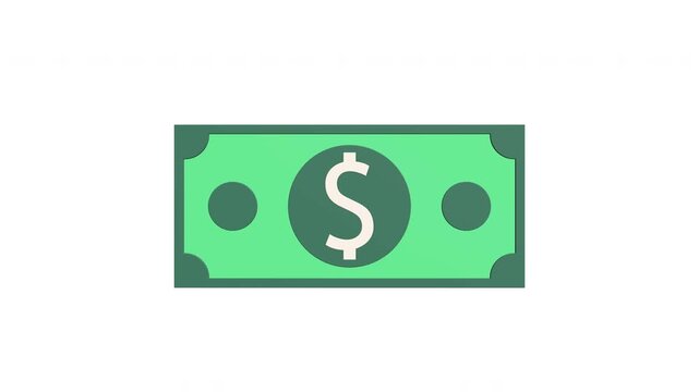 3D animation of stylized dollar note