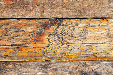 Weathered wooden planks texture background. Aged timber boards with cracks and grain detail. Rustic wood surface pattern. Natural vintage material backdrop for design.
