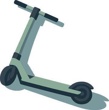 Electricscooter silhouette ly ing flat in a top down inspiredgr aphicl ayout withdeck andh andle abstr acted positi oned in the
