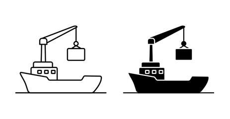 Obraz premium Ship with Cargo Crate Icon