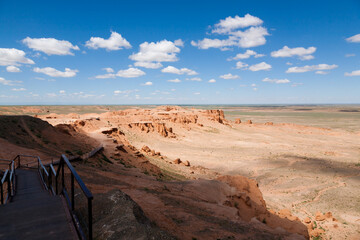 Flaming Cliffs rocks landscape, Mongolia. Gobi desert