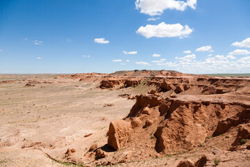 Flaming Cliffs rocks landscape, Mongolia. Gobi desert