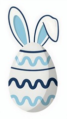 Obraz premium A whimsically decorated Easter egg featuring adorable bunny ears, radiating festive cheer and seasonal delight.