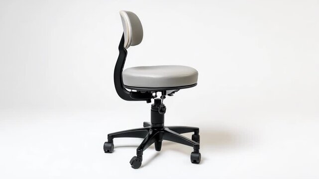 Padded ergonomic optometry stool in medium shot featuring cushioned seating and backrest for optimal comfort during long patient assessments.