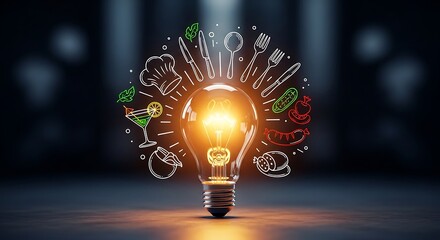 Illuminated light bulb with abstract decorative elements