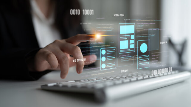 UI UX mockup showing application layout, structure, and code interface. UI design defines user flow, UI design improves clarity, UI design enhances experience, and UX design supports logic. Latch