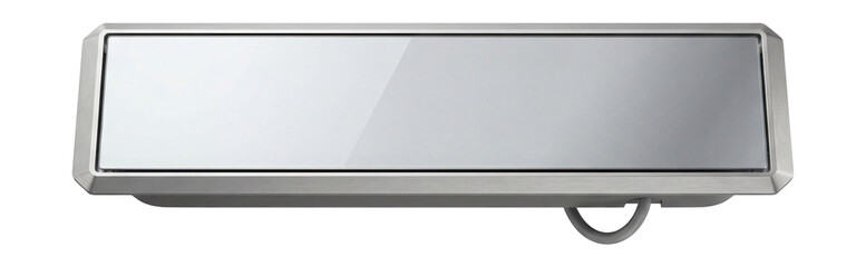 Wall-mounted infrared heater with a mirrored surface.